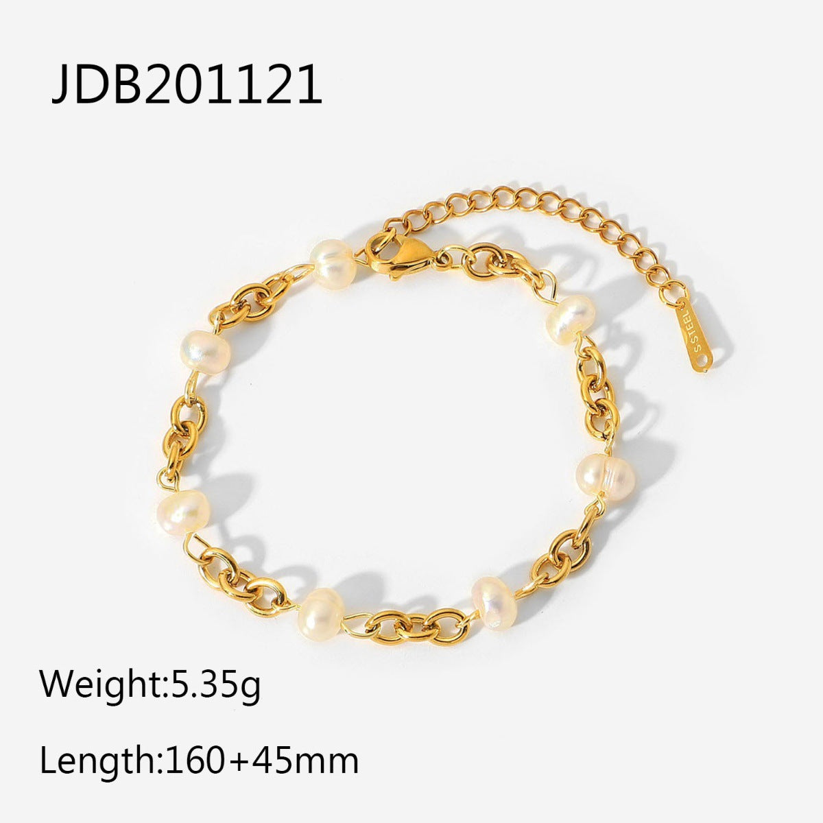 Women's Stainless Steel Gold Pearl Bracelet