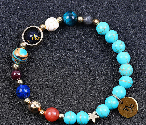 Pulsera de Cuentas de Turquesa de 8 mm con Diseño de Doce Constelaciones