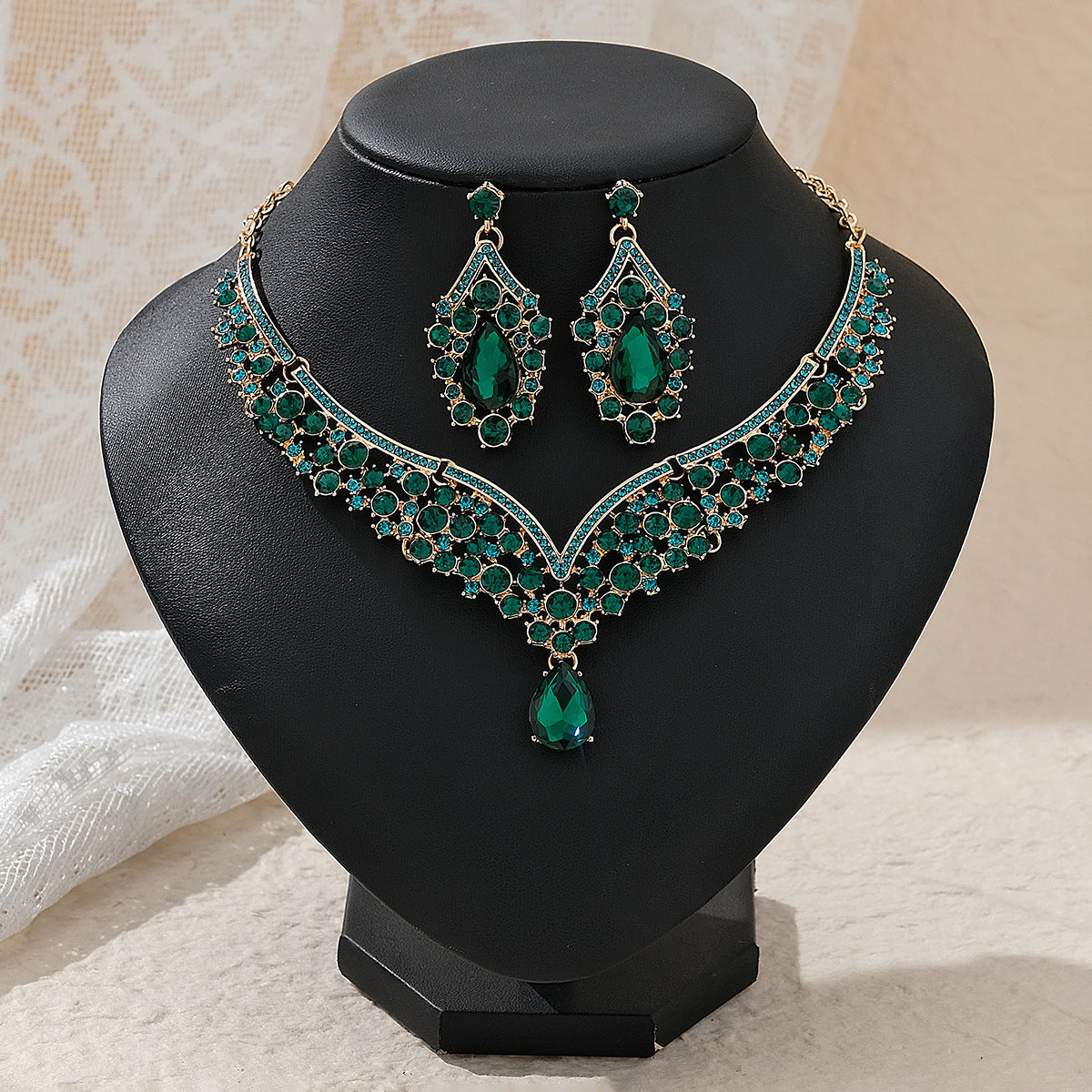 Pendientes Y Collar De Perlas Y Diamantes De Imitación Para Mujer