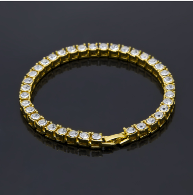 Zinnlegierung Goldfarbenes Iced Armband Herren Hip Hop Kette Street Rock Schmuck