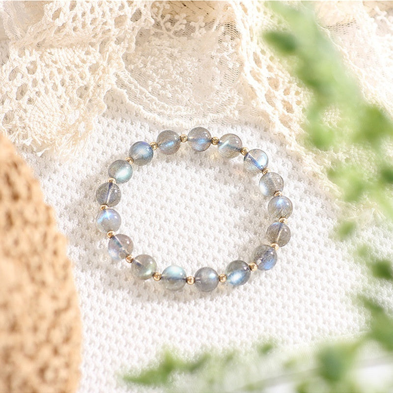 Natural Gray Moonstone Labradorite Crystal Bracelet For Women