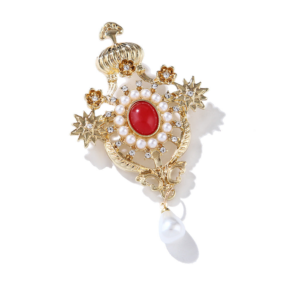 Broche de Corona Barroco Retro de Moda Combinable