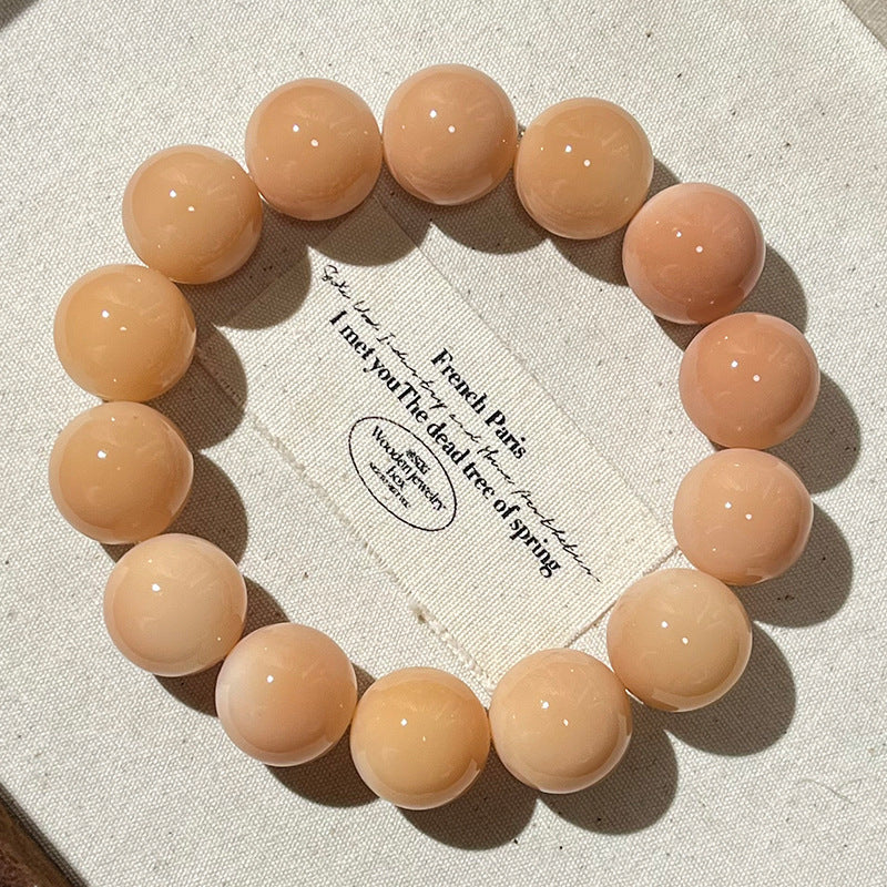 Rare Large Size White Jade Bodhi Root Bracelet