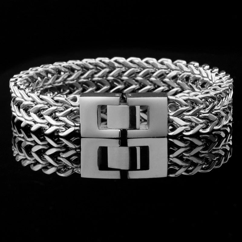 Edelstahlarmband Retro Doppelte Titan-Stahl-Kubakette