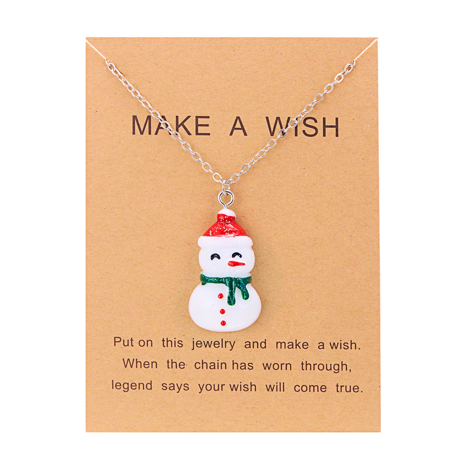 Niedliche Cartoon-Harz-Halskette Weihnachten Schneemann Weihnachtsmann-Anhänger Schlüsselbeinkette Für Damen Schmuck