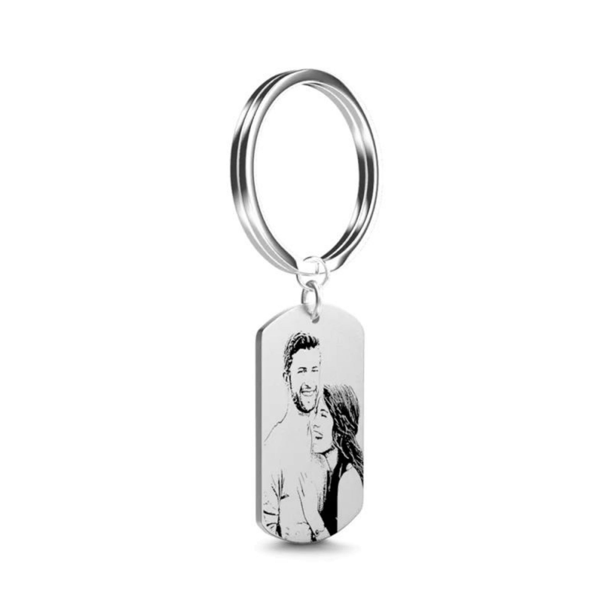Llavero de plata de ley 925 con colgante personalizado de patrón fotográfico