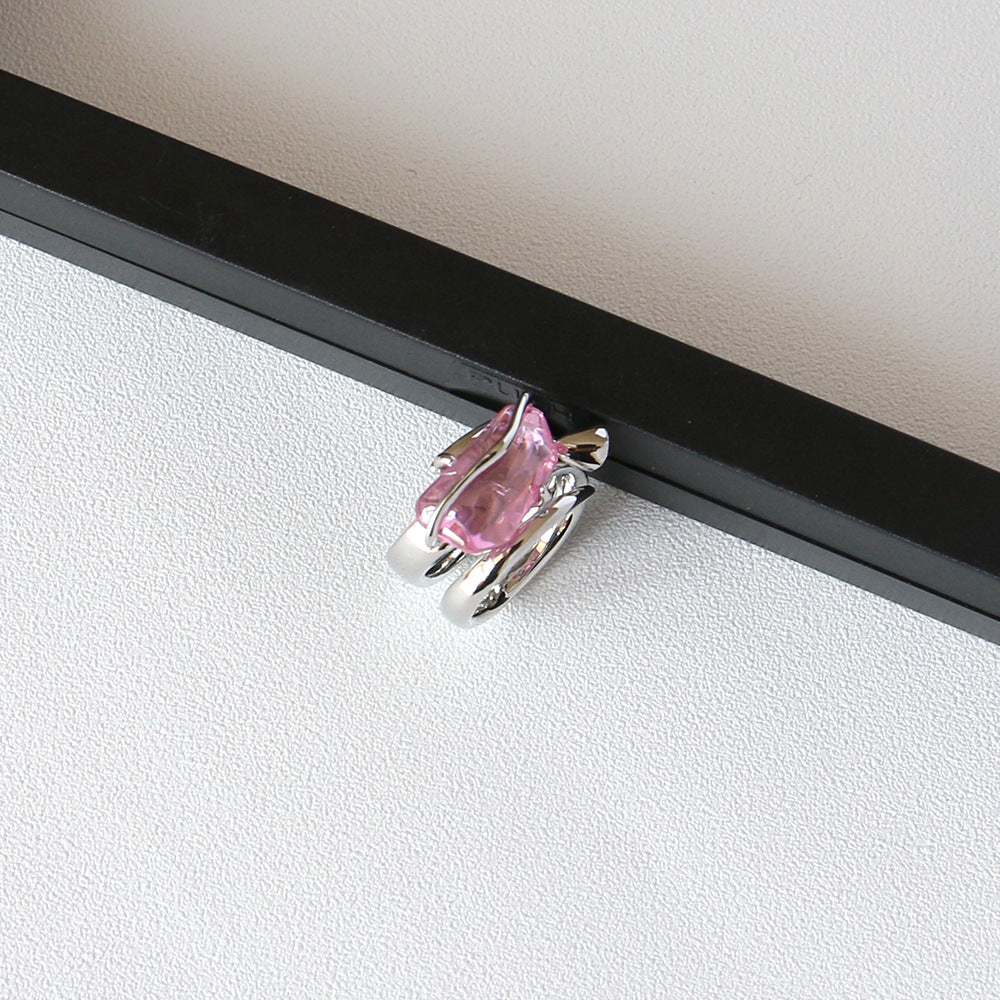 Anillo de Zirconia Cristal Flor de Durazno