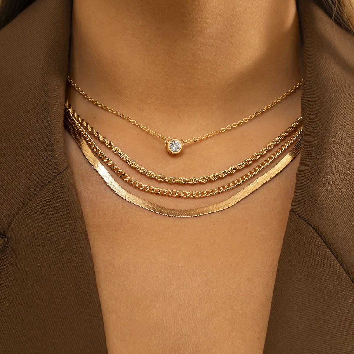 Retro Minderheit Schlangenkette Twist Kette Kombination Halskette Halskette Für Frauen