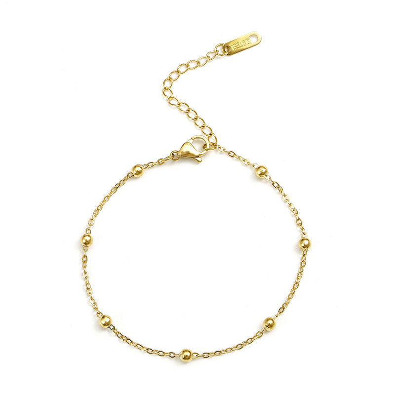 Simple All-match Round Beads Snake Bones Chain Titanium Steel Necklace