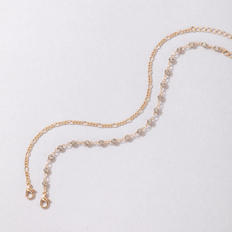 Tobillera Doble de Diamantes de Joyería Lujosa Sencilla