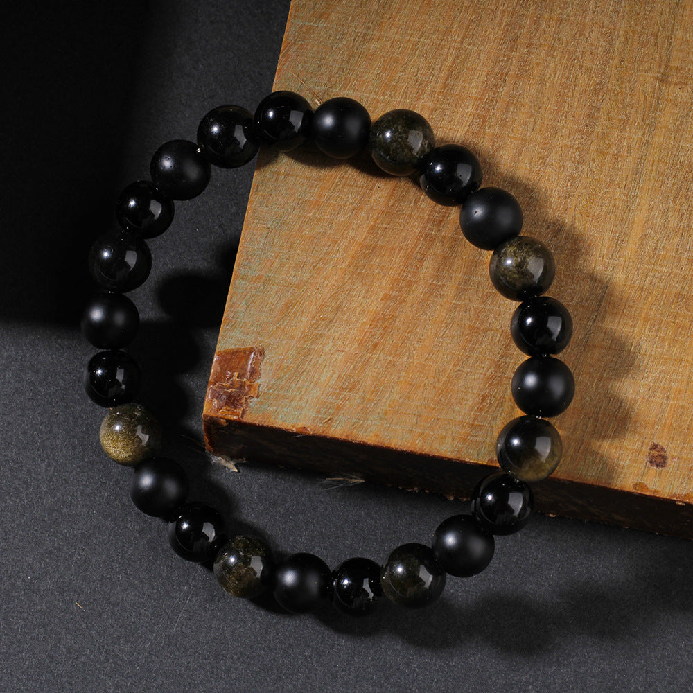 Natural Stone Bracelet Jin Yaoshi Black Agate Men's Sports High Sense