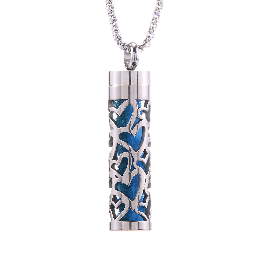 Zylinder-Liebes-Aromatherapie-Anhänger Parfüm Ätherisches Öl Edelstahlkette