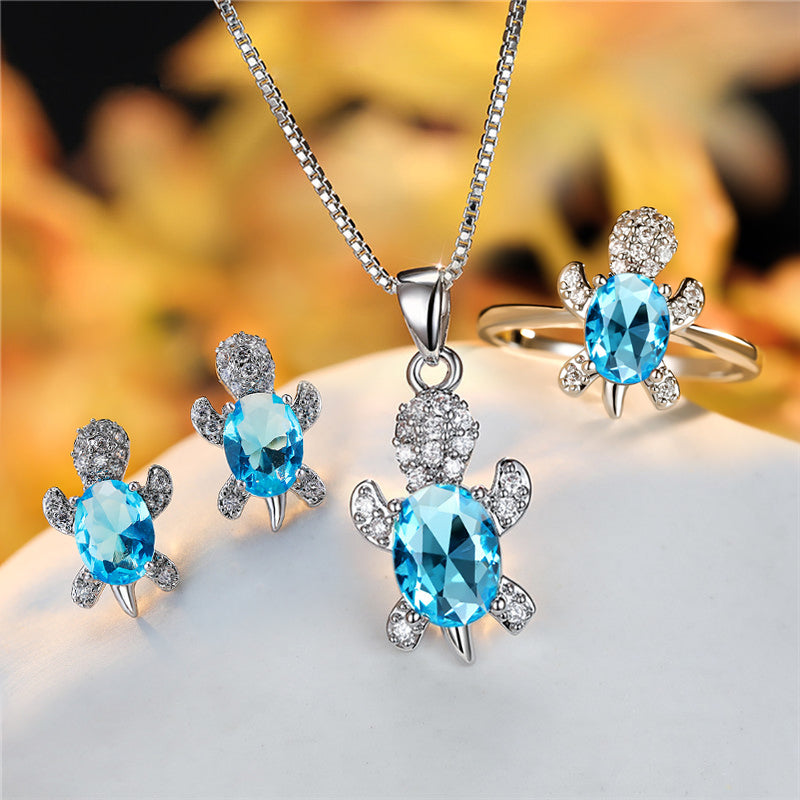 Mode Oval Zirkon Anhänger Schildkrötenform Halsketten mit Regenbogenstein Mehrfarbige Tierhalskette Schmuck für Damen und Kinder