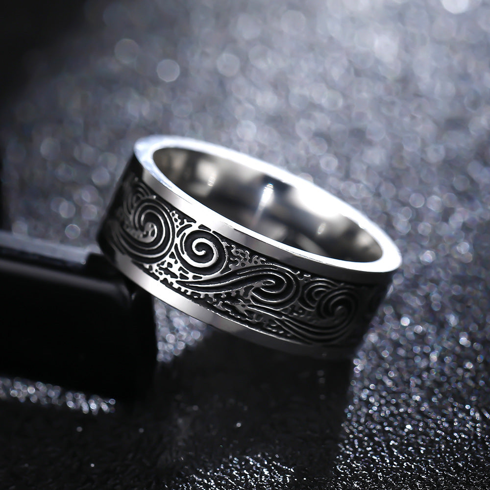 Anillo retro para hombre de acero de titanio