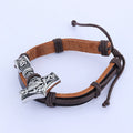 Pulsera de cordón de cuero de estilo retro de acero inoxidable