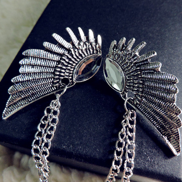 Damen Punk Flügel Juwel Vintage Kragenclip
