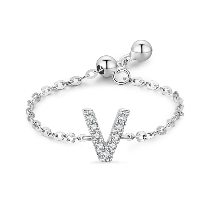 Brief-Kettenring Damen Mode Nische Design Liebe Dünner Ring Schmuck