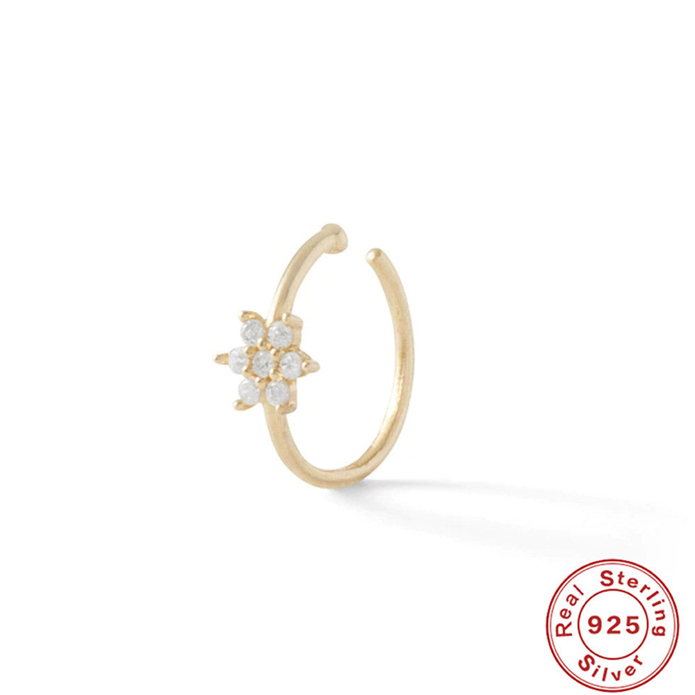 Anillo de Nariz de Plata Esterlina con Diamantes para Piercings Corporales