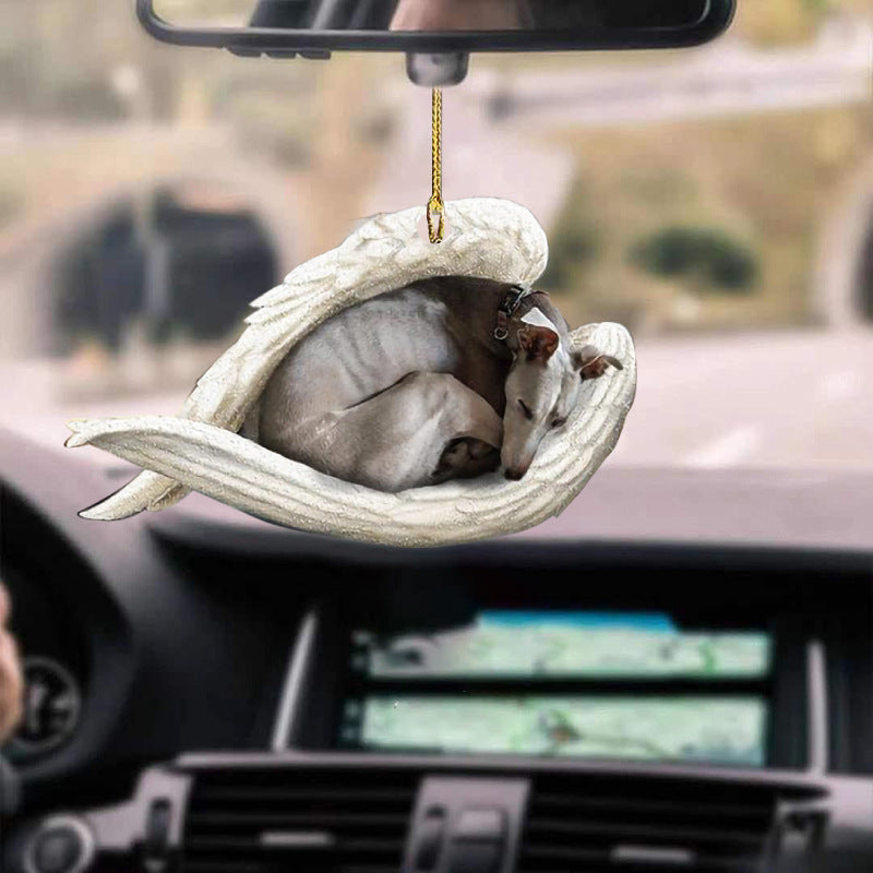 Colgante de coche perro durmiente ángel decoración del hogar acrílico exhibición colgante adornos para puertas