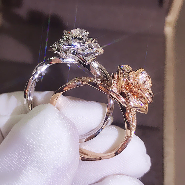 Neuer 18K Roségold plattierter Diamantring für Frauen