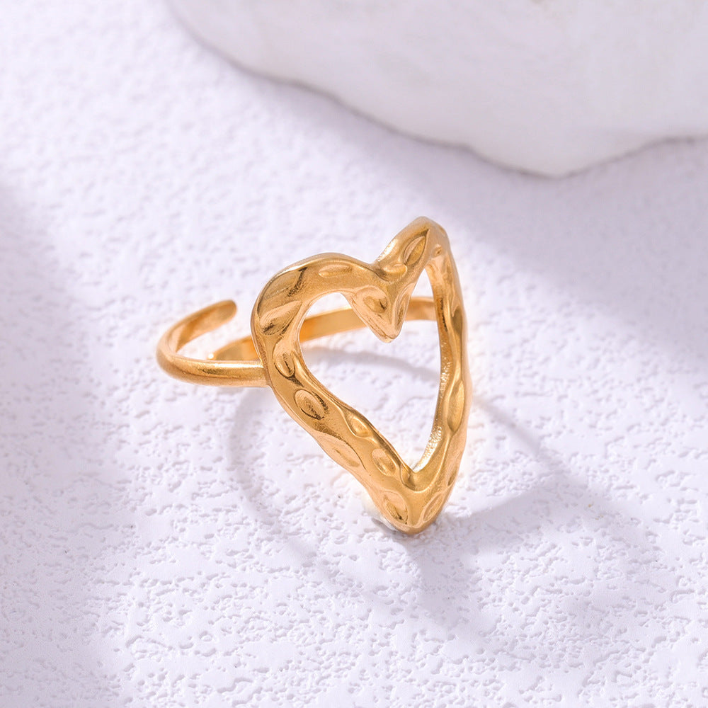 Retro Love Verstellbarer Edelstahlring