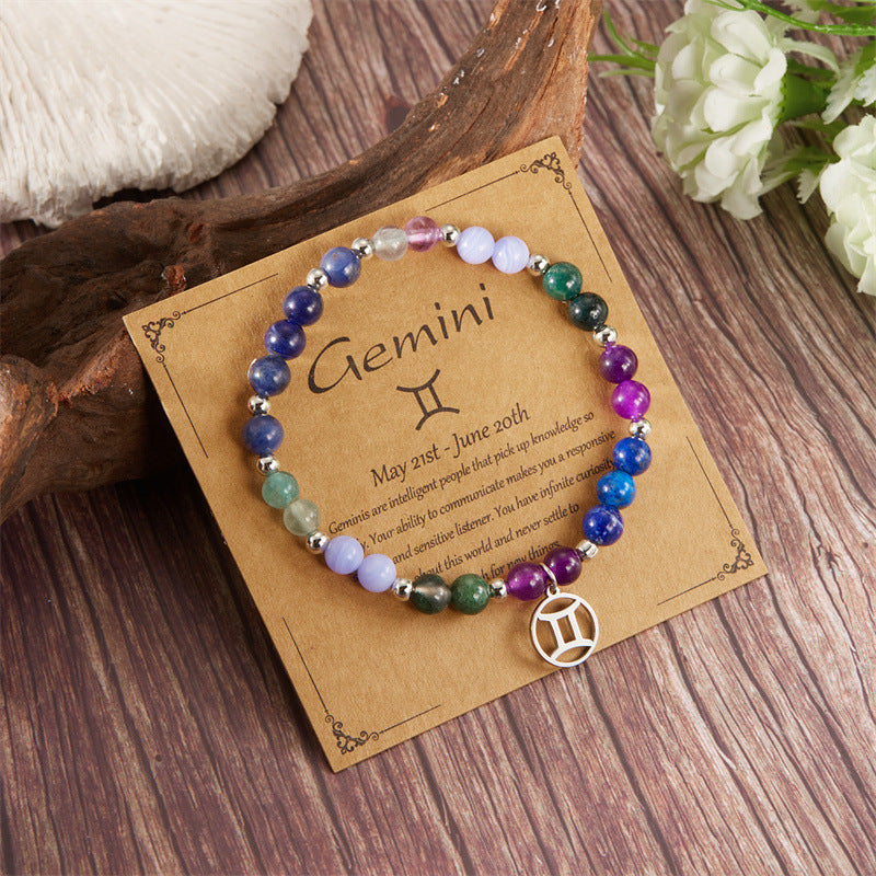 Pulsera de amatista con cuentas y doce constelaciones