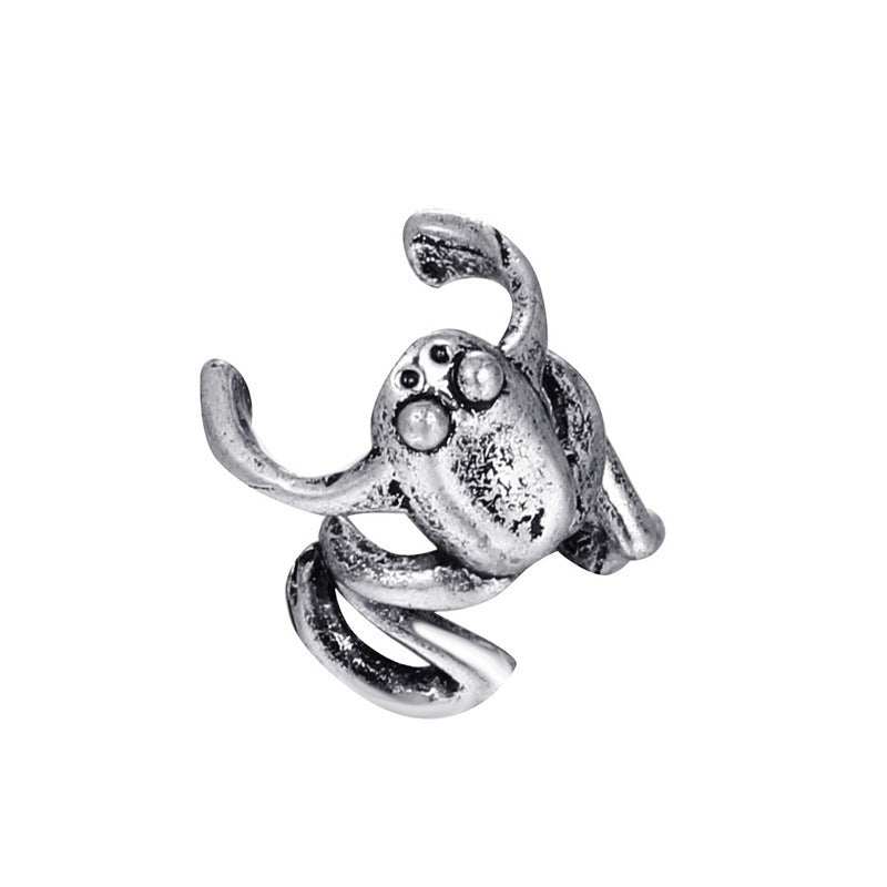 Aretes de aleación en forma de rana, joyería animal para mujer sin perforaciones en las orejas