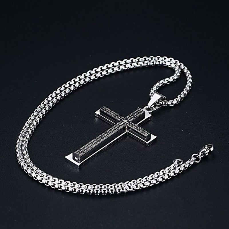 Double Cross Herren Titan Halskette Edelstahl Anhänger Schmuck