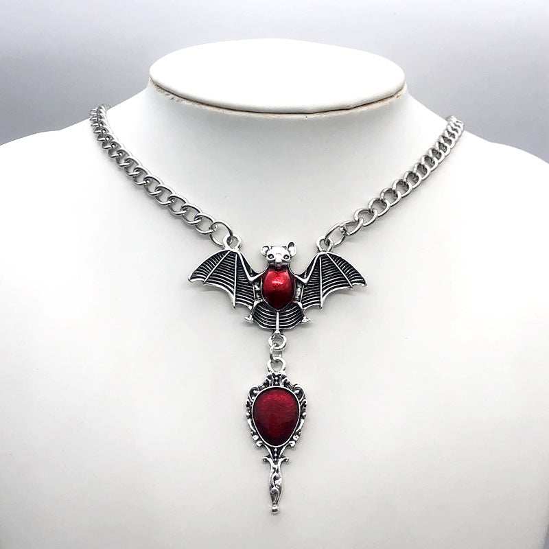 Halskette Damen Mädchen Fledermaus Kreuz Schmuck Retro