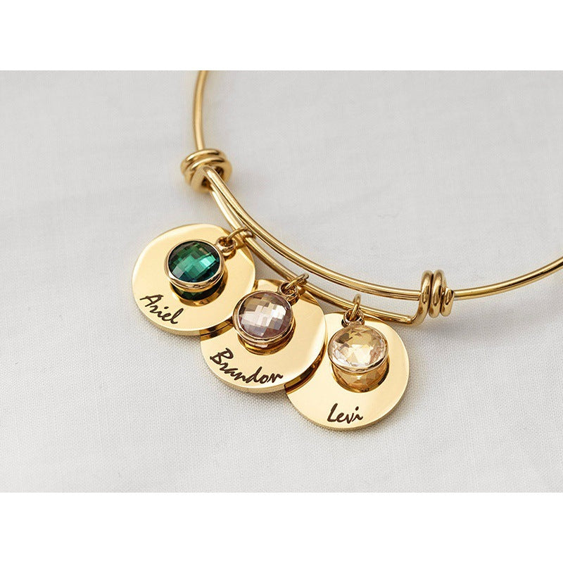 Pulsera Retráctil de Piedra Redonda para Duodécimo Cumpleaños
