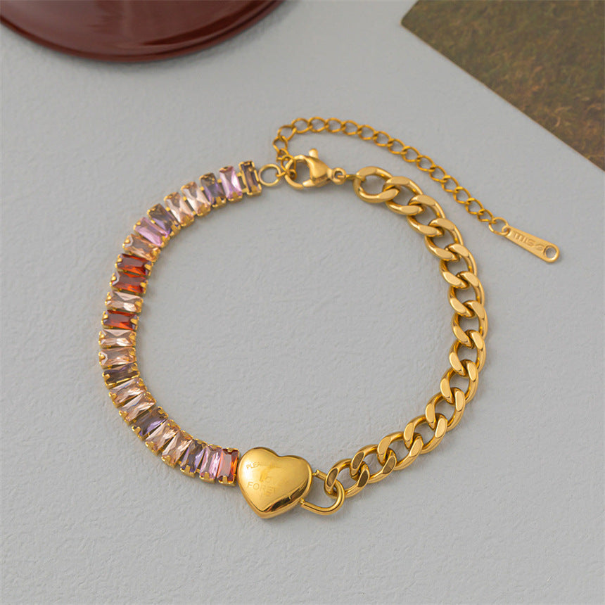 Elegante personalidad, cadena de diamantes rectangular, brillante tridimensional