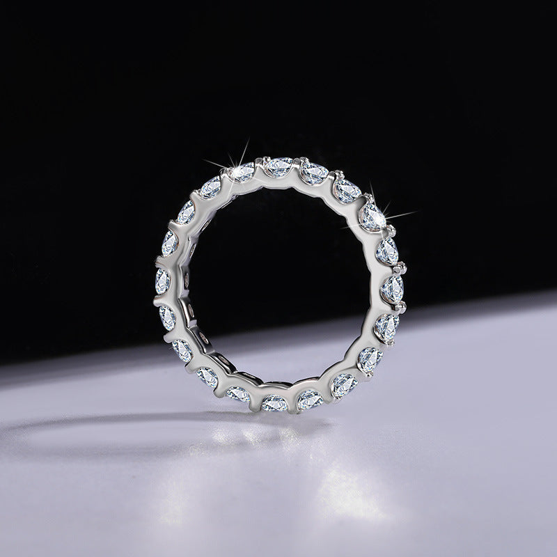 S925 Sterling Silber Moissanit Volldiamant Schlichter Stapelring