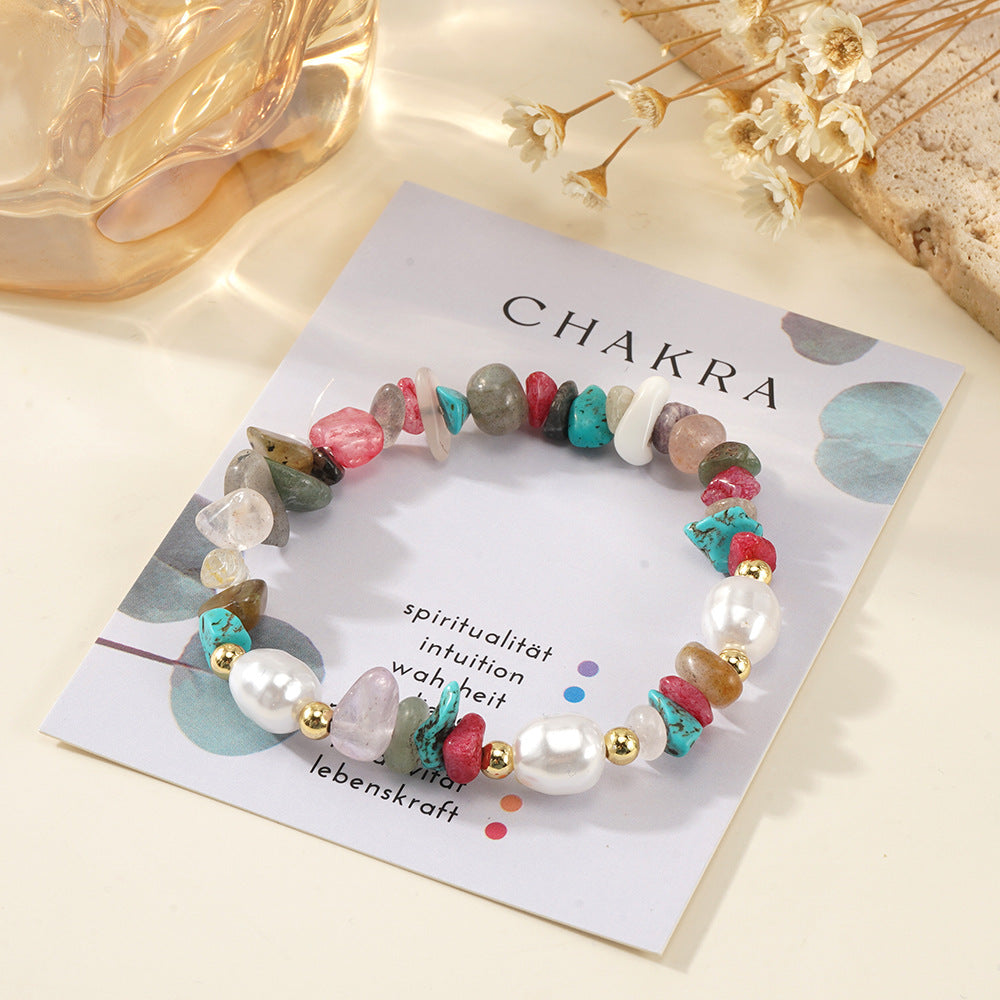 Pulsera de piedras semipreciosas de cobre, perlas y cuentas de colores surtidos