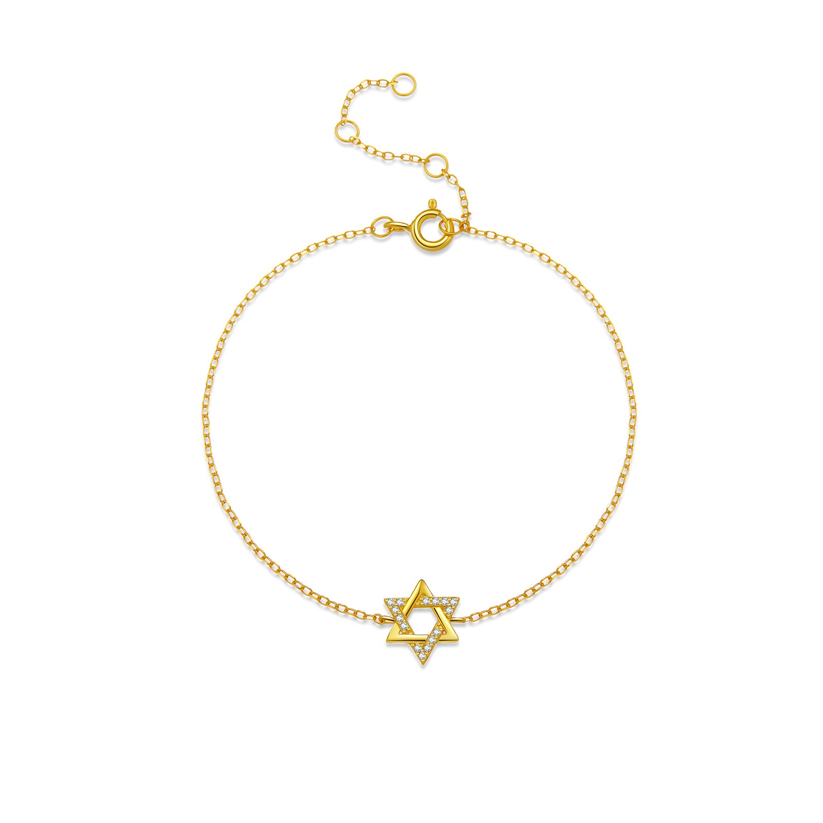 Pulsera de circonitas de plata de ley S925 con estrella hexagonal
