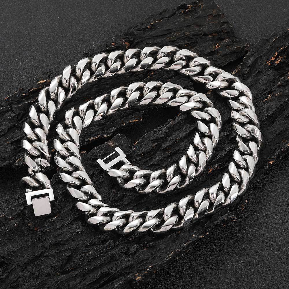 Stainless Steel Six Sides Milled Cuban Necklace For Men