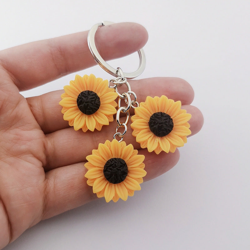 Llavero Girasol Dorado Bonito Sencillo Colgante para Bolso Maleta