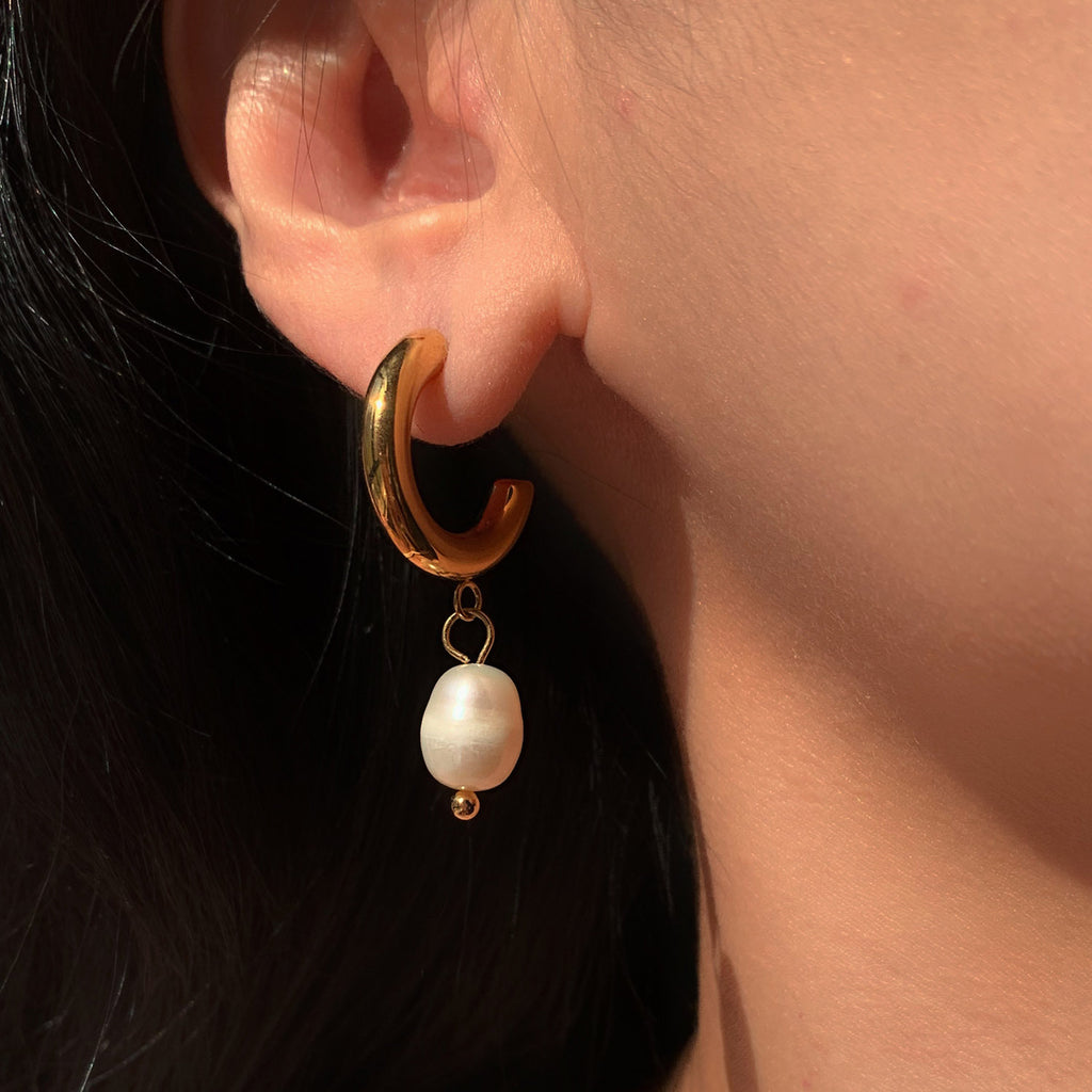 Modische Perlenohrringe aus 18K Gold Edelstahl