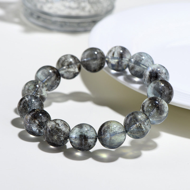 7A Natural Black Aquamarine Ball Bracelet