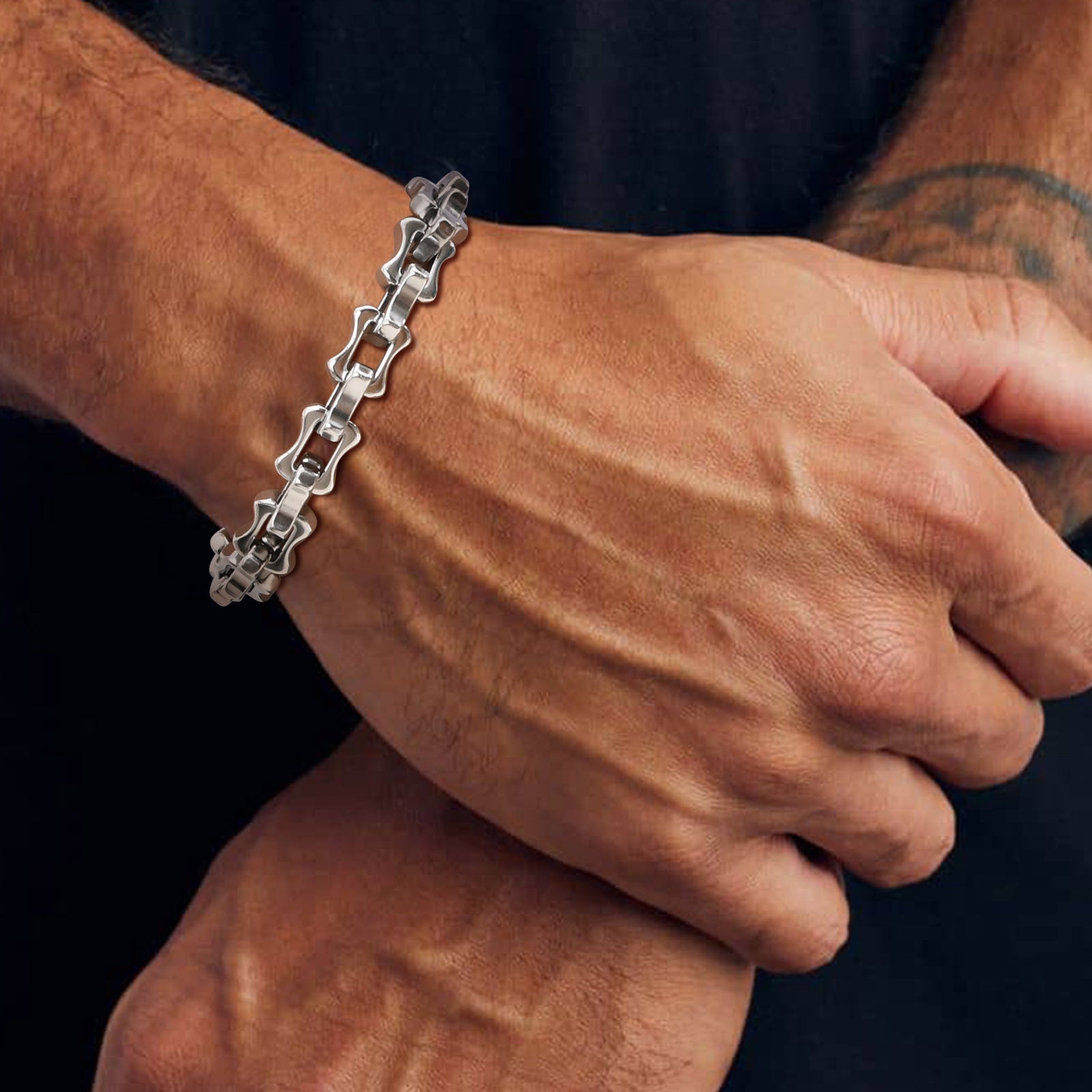 Stainless Steel Handmade Chain Thick Hand Chain Steel Color