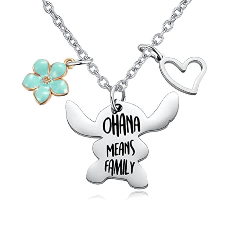 OHANA Means Family Halskette Edelstahl Schlüsselanhänger Anhänger