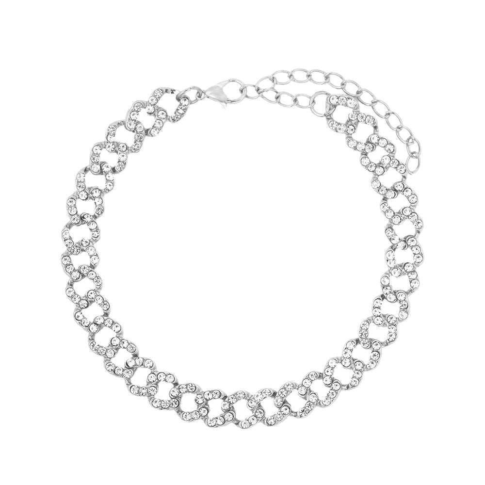 Tobillera de cadena cubana con accesorios de mariposa de diamantes completos con personalidad