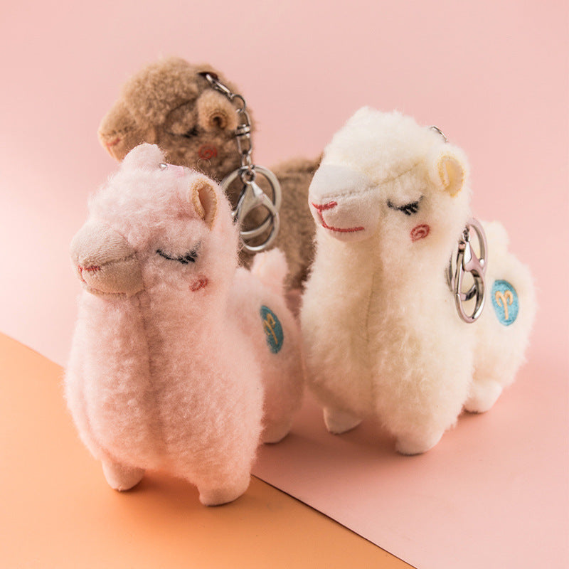 Simulación Alpaca Llavero Peluche Caballo de Lodo Muñeco Pequeño Colgante