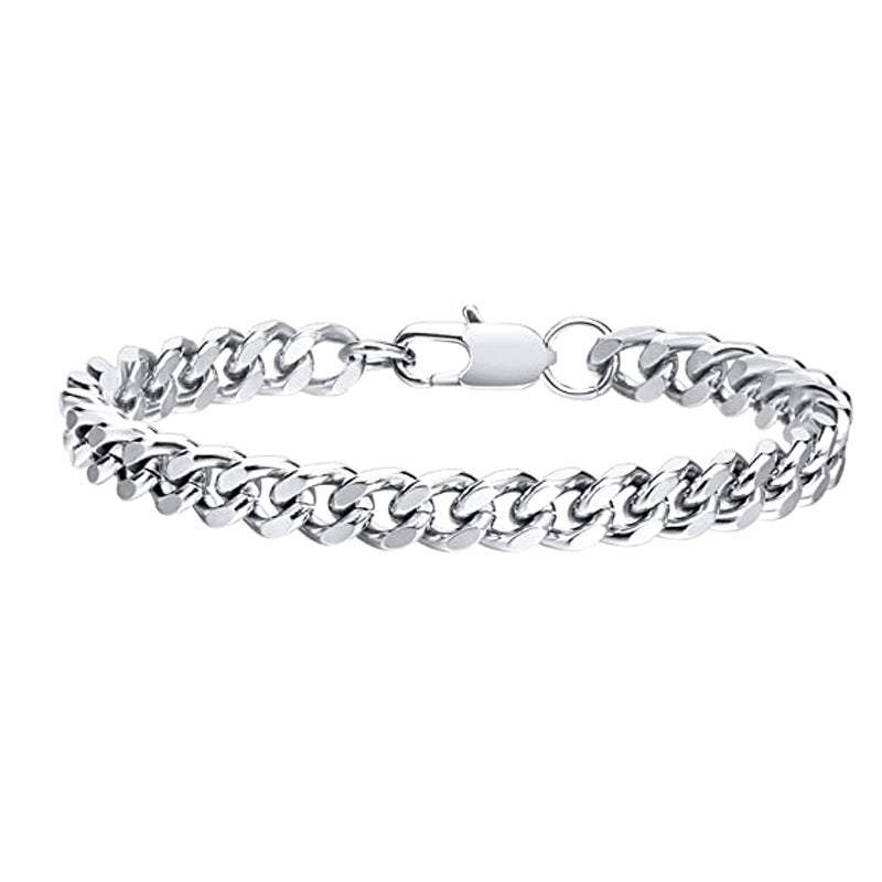 Stainless Steel Four-side Grinding Punk Hip Hop Domineering Personalized Men's Bracelet