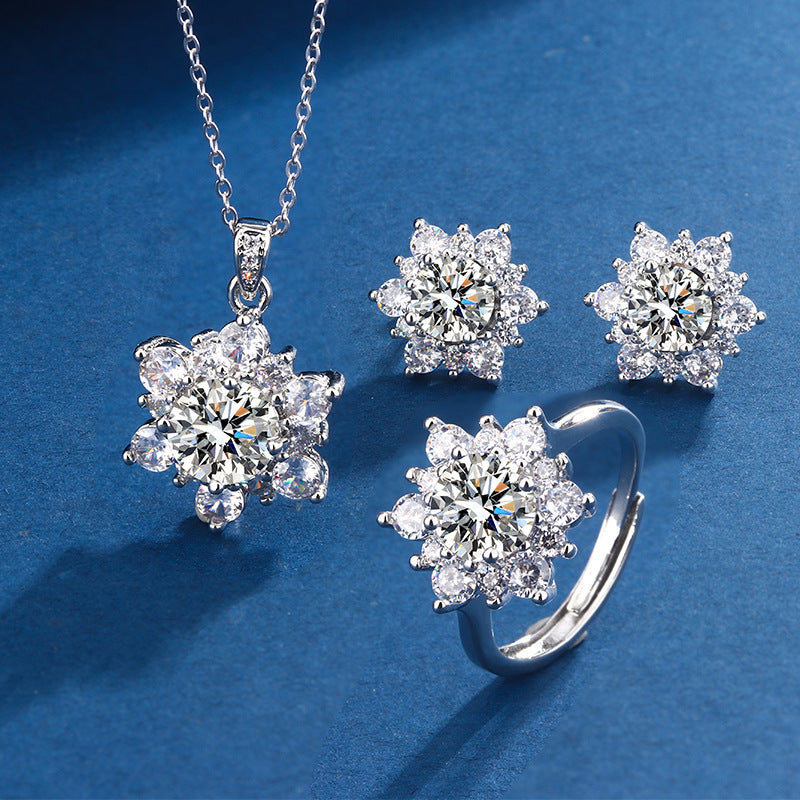 SONNENBLUME Halskette Set Mikro-besetzt Vollbesetzt Diamant