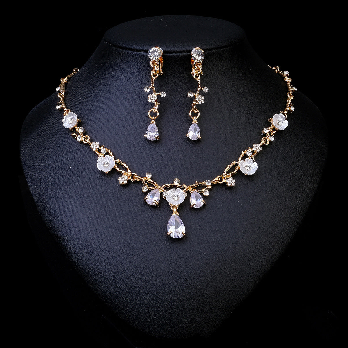 Pendientes Y Collar De Perlas Y Diamantes De Imitación Para Mujer