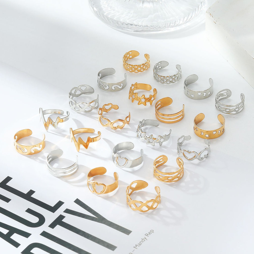 Legierung Stern Mond Zehenring 10-teiliges Set