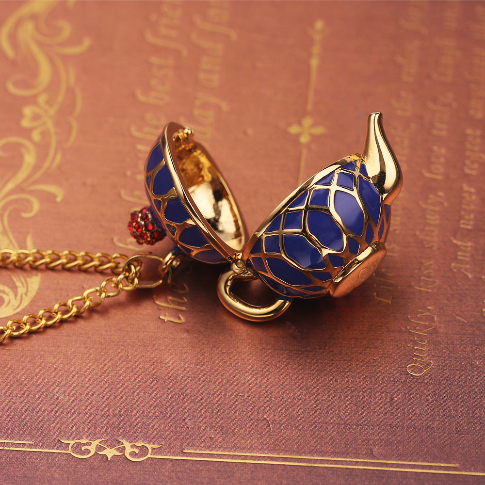 Fashion Jewelry Long Magic Multiple Enamel Glaze Tea Cup Pendant Necklace