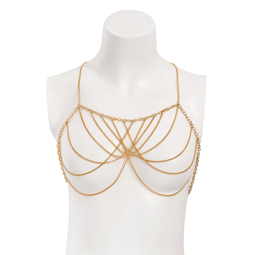 Damen Schmuck Metallkette Bikini Brustkette