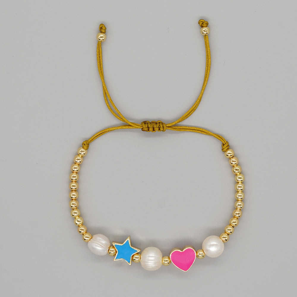 Copper Oil Drop Peach Heart Couple Bracelet Valentine's Day