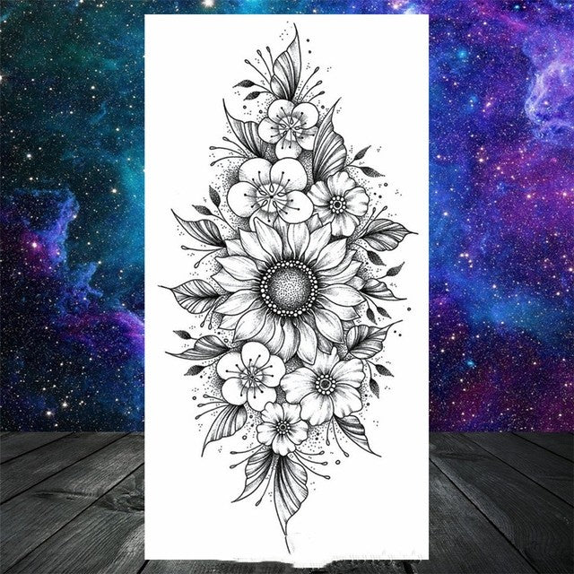 Tatuaje Temporal Para Mujeres Hombres Mandala Henna Flor Tatuaje